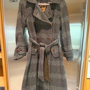 Tory Burch Brown and Cream Chevron Coat
